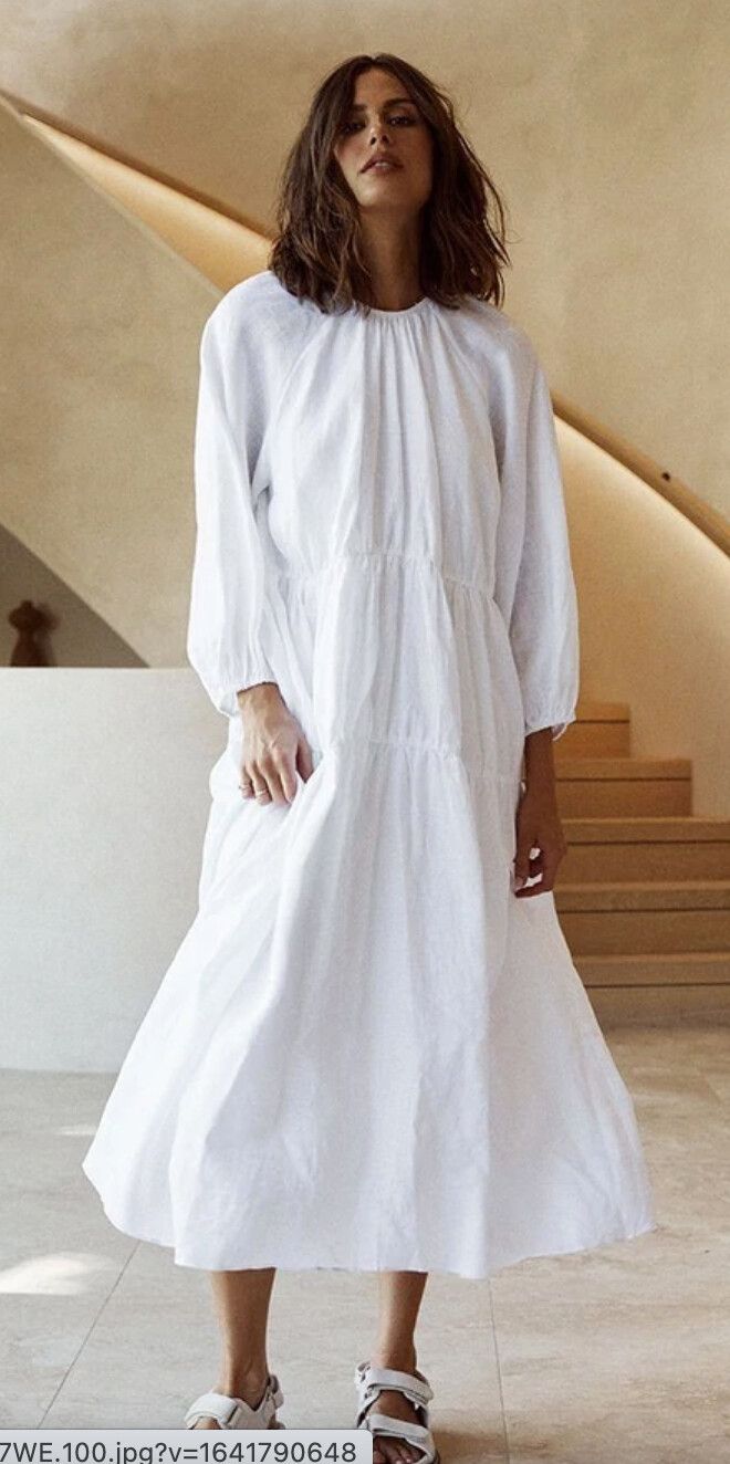 DISSH - NOAH RAGLAN WHITE LINEN MIDI DRESS on Designer Wardrobe
