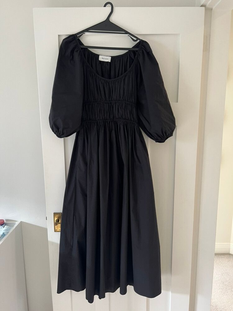 matteau shirred off the shoulder dress Matteau Shirred Off the Shoulder Dress in Black