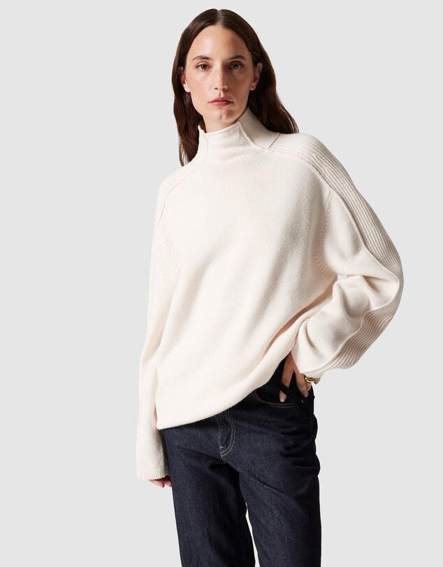 Panelled Wool Turtleneck Jumper