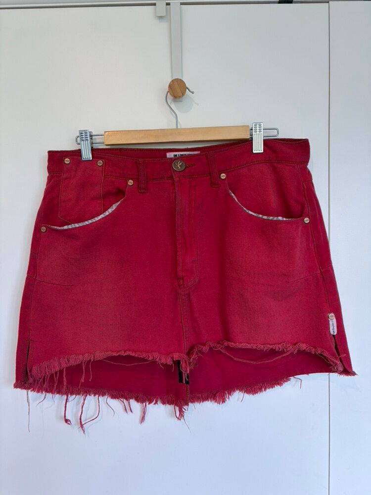 One Teaspoon Red Denim Skirt