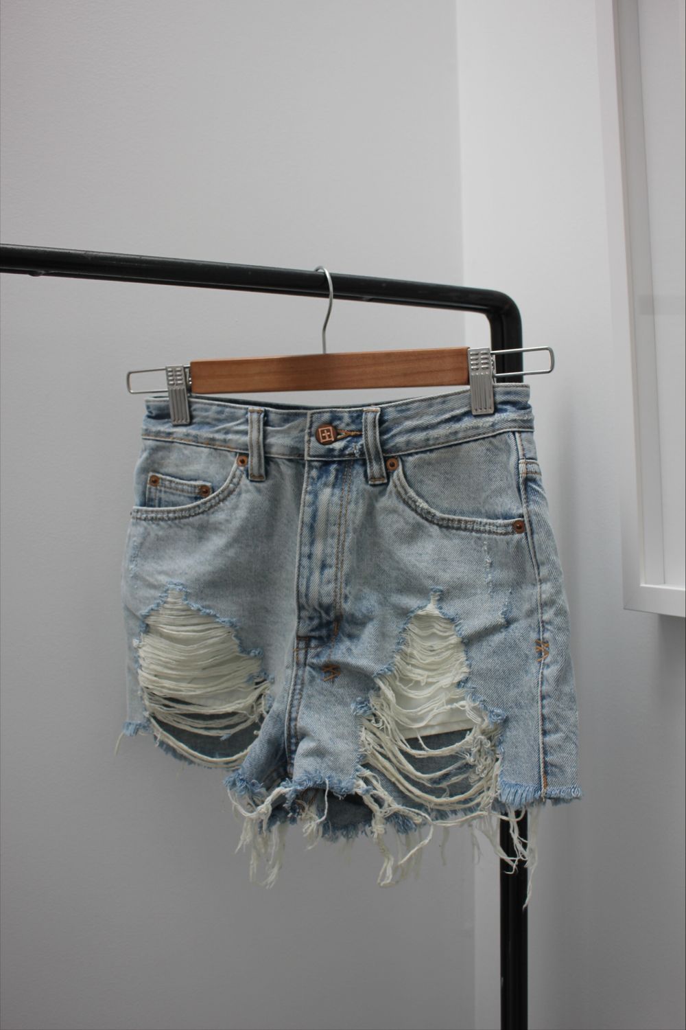 Ksubi Blue Distressed Denim Shorts
