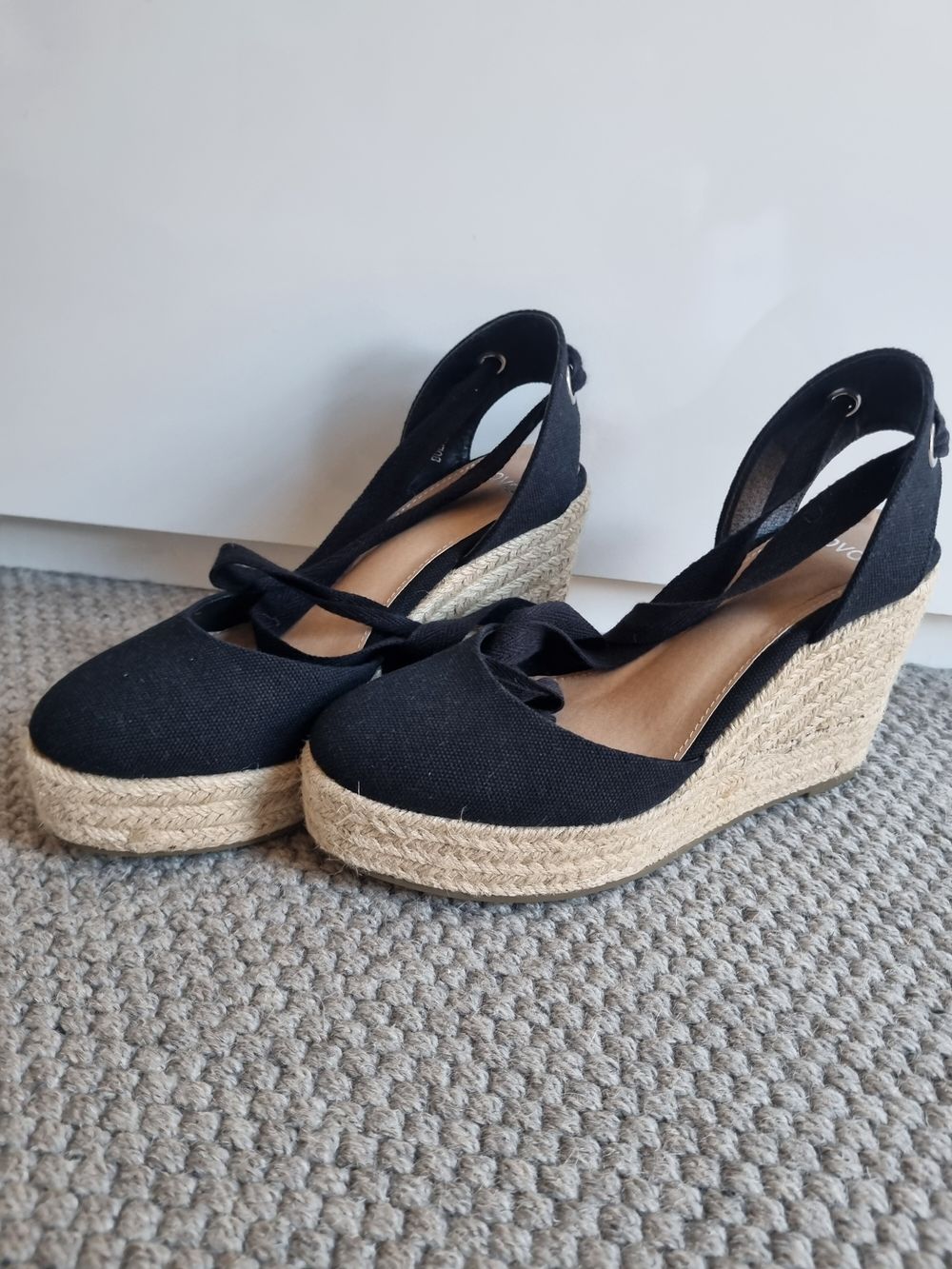 Black Canvas Espadrille Wedges
