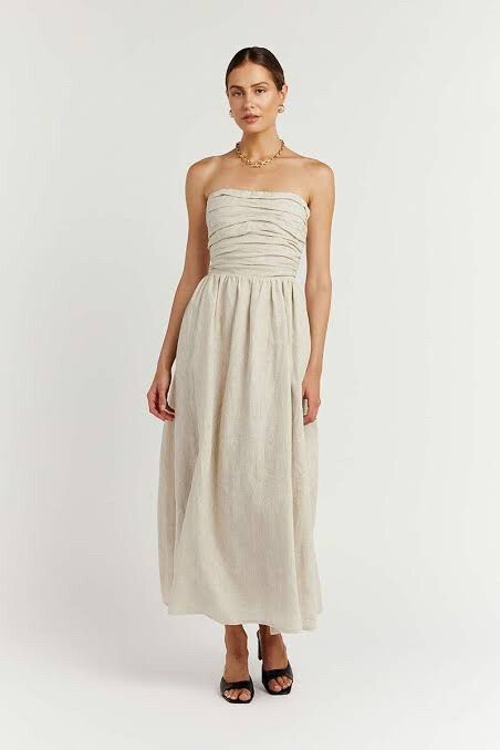 knee length dresses for ladies Allure Midi Dress - Soft White Linen main image 0