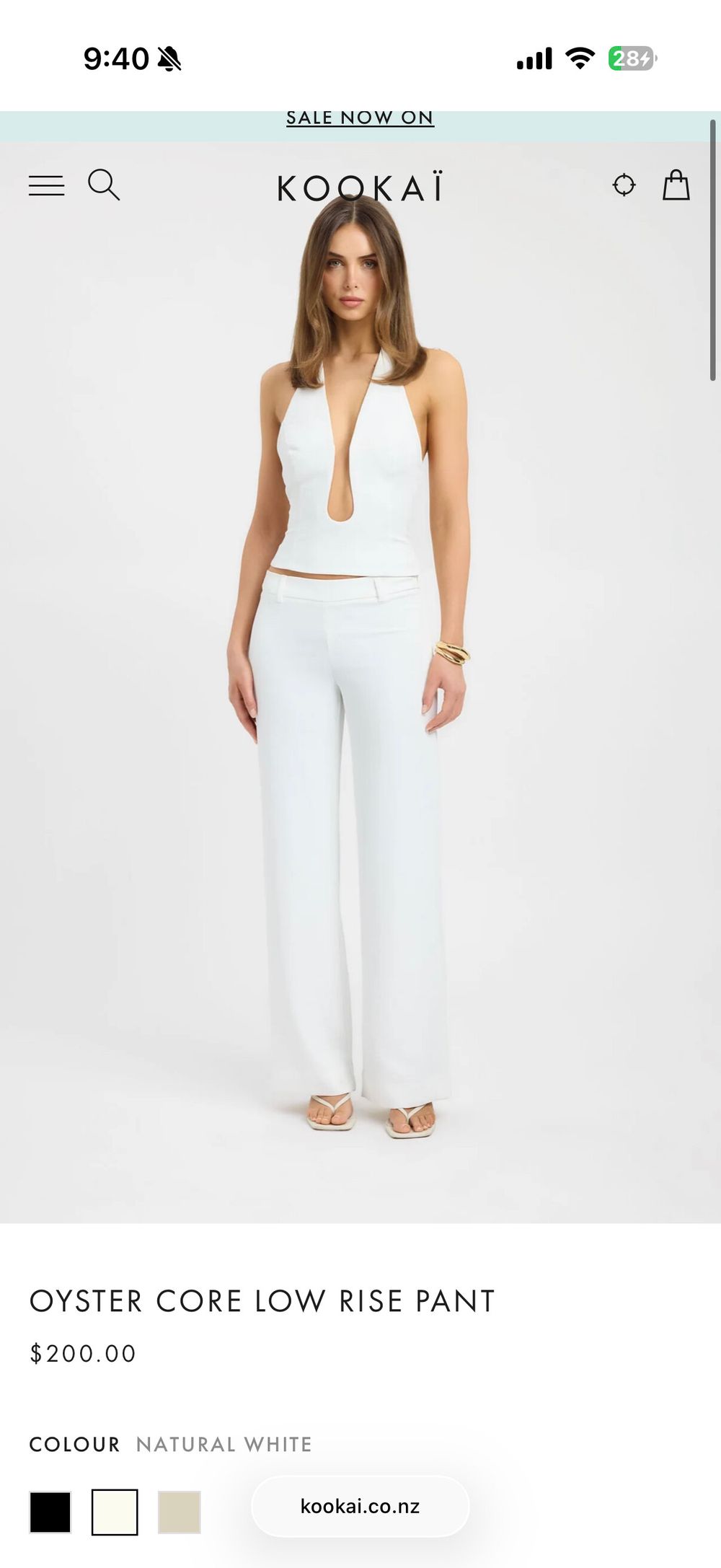 Kookai Oyster Core Low Rise Pant White Pants