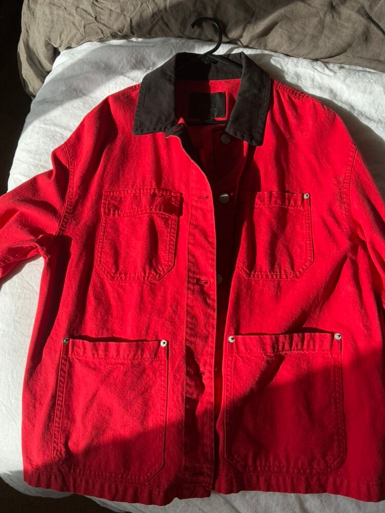 Red Jacket With Black Collar