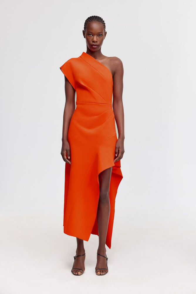 knee length dresses for ladies Carrington Mixed Media Layered Midi Dress main image 1