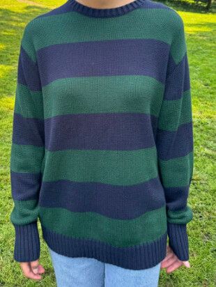 Brianna Cotton Thick Stripe Sweater - Green