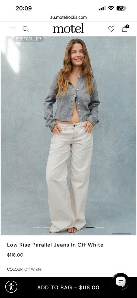 Motel Off White Low Rise Parallel Jeans