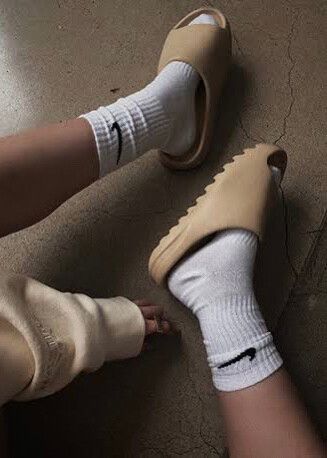 yeezy pure slide on feet