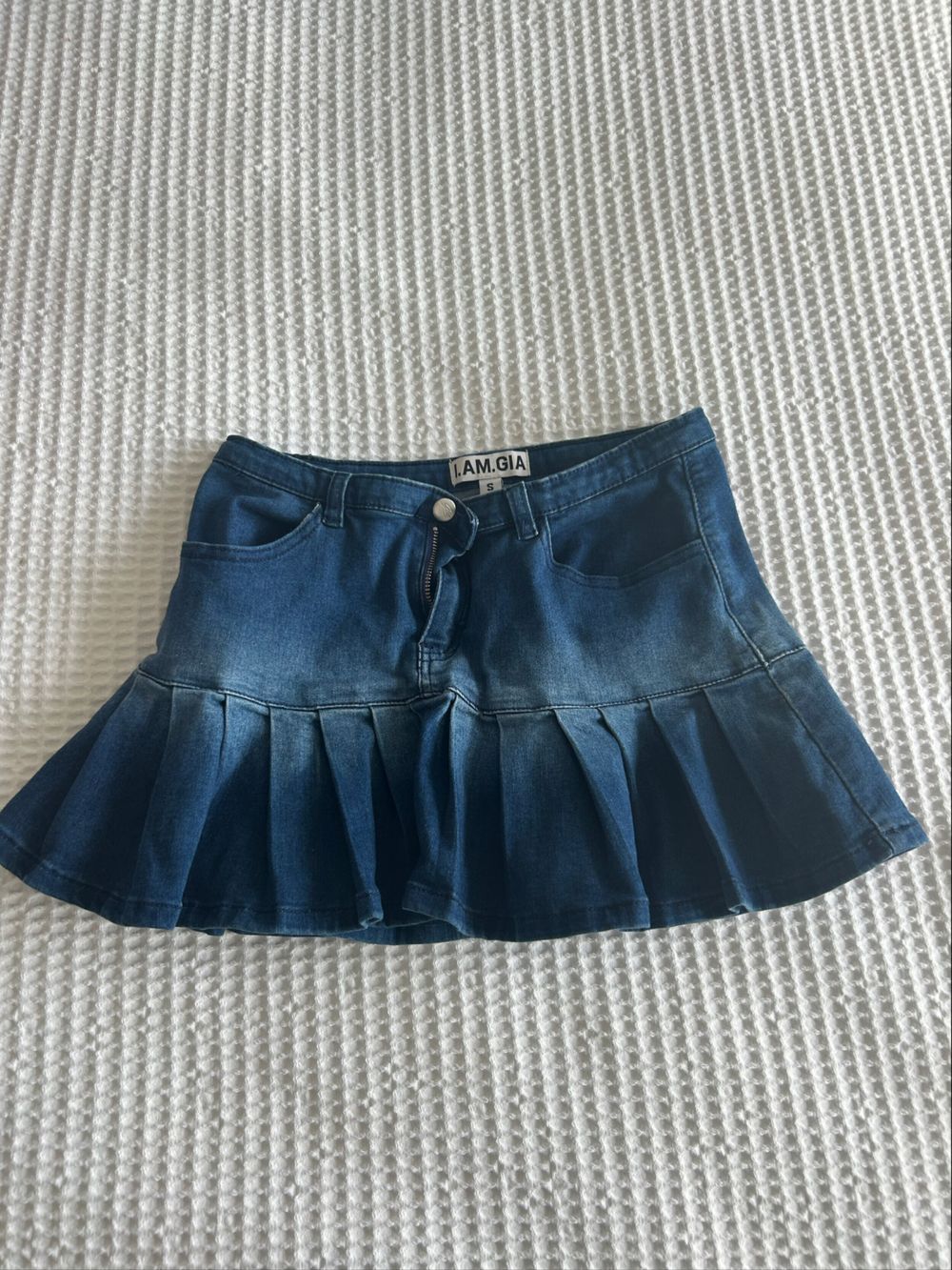 I AM GIA Blue Denim Pleated Mini Skirt