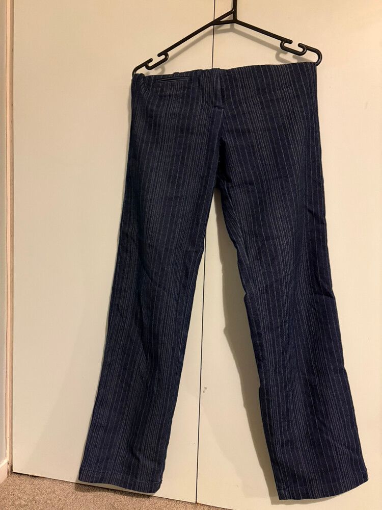 Low-rise pinstripe pants