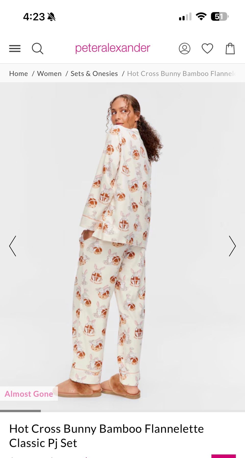 Peter Alexander Cream Hot Cross Bunny Pj Set