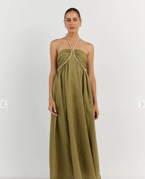 DISSH - GINA OLIVE LINEN MIDI DRESS on Designer Wardrobe