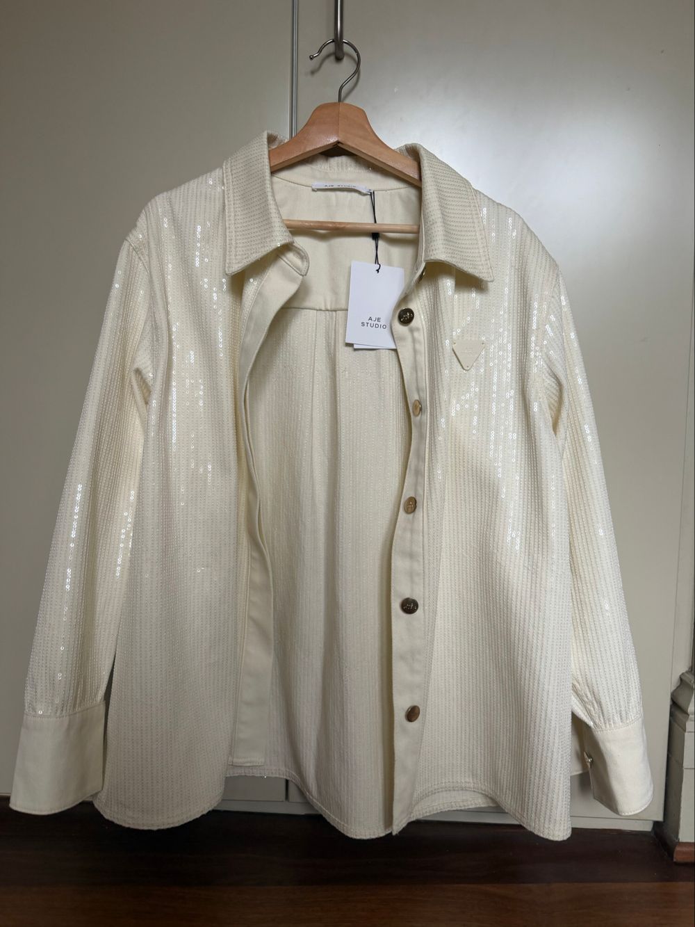 Aje Studio Cream Sequin Jacket