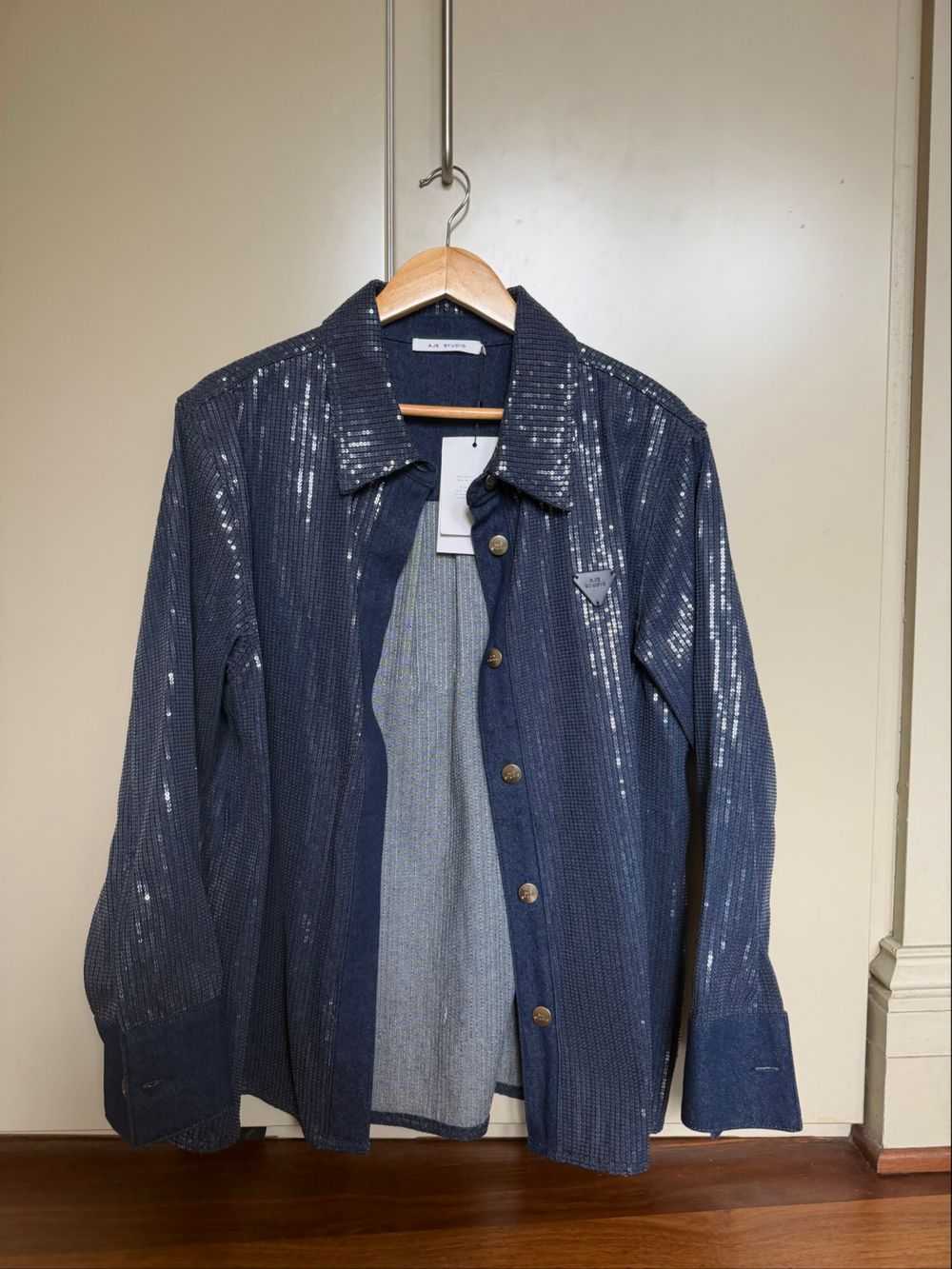 Aje Studio Blue Sequin Jacket