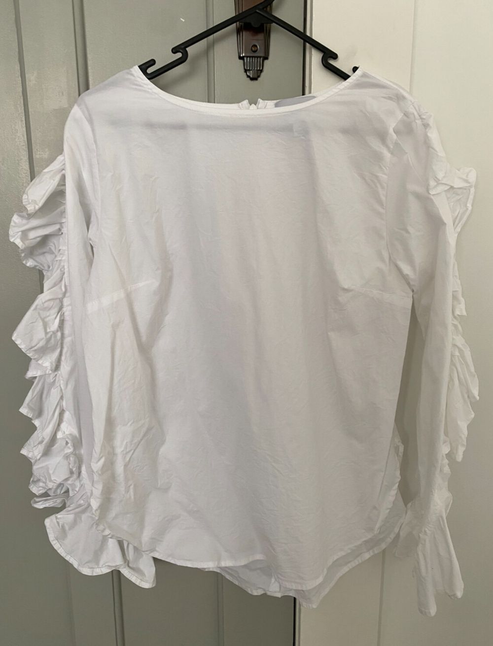 Blak Love White Ruffled Long Sleeve Top