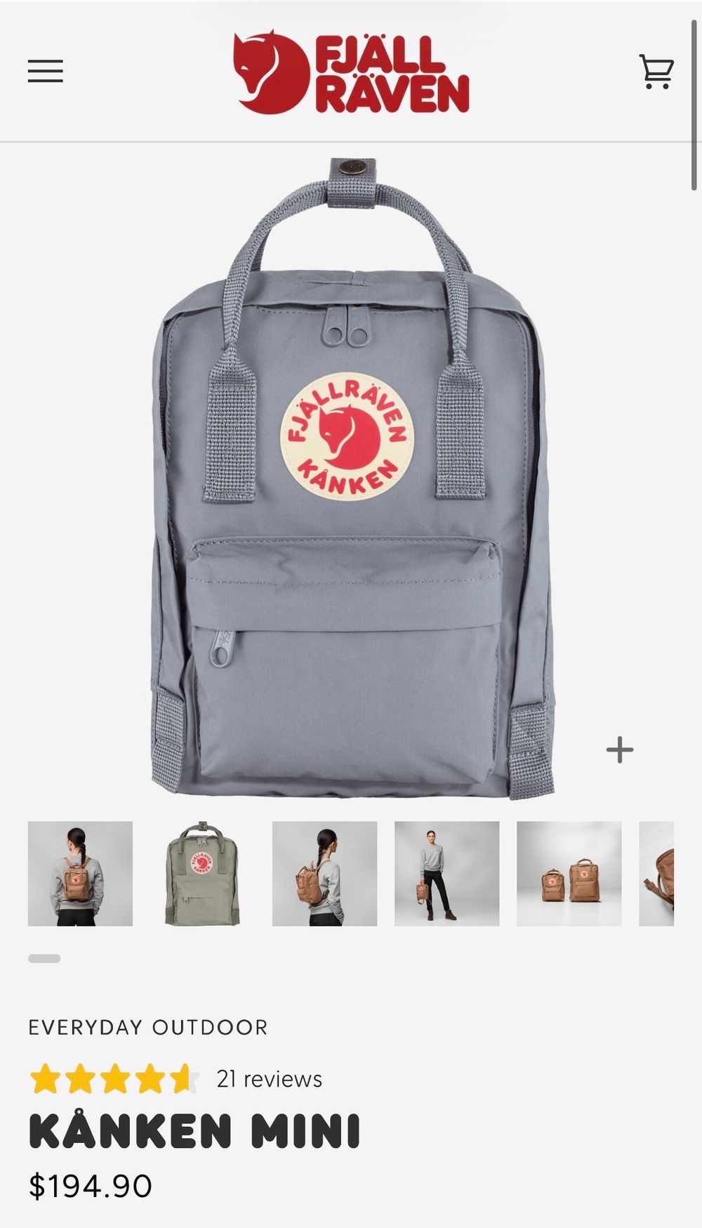 Fjallraven Kanken Grey mini Backpack
