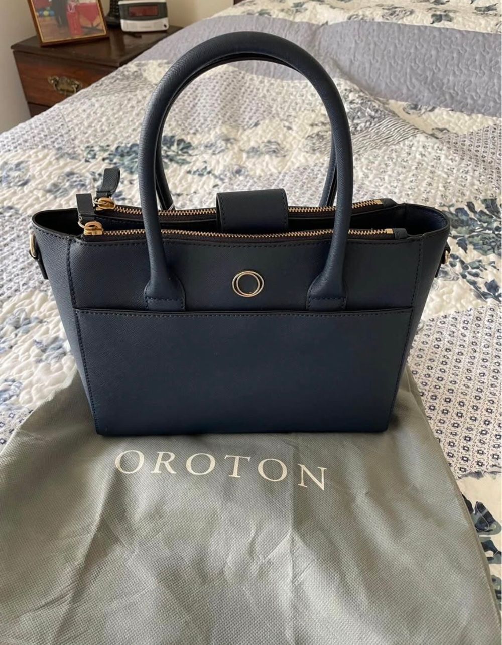 Oroton navy handbag