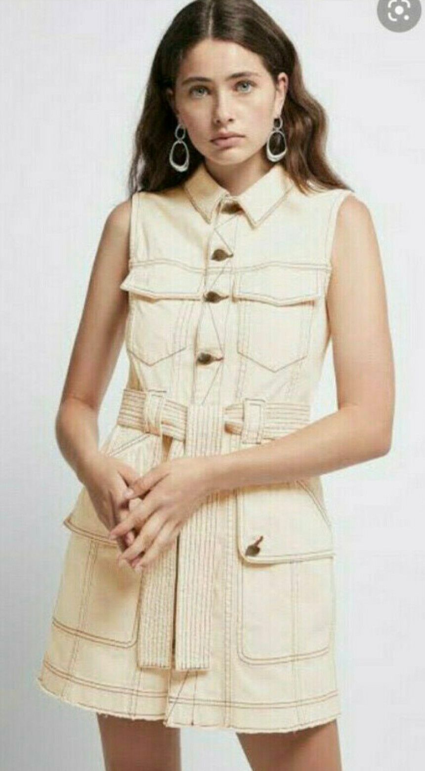 Aje - Aje Apricot denim Dress on Designer Wardrobe