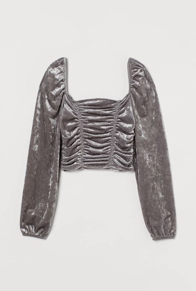 H&M Silver Velvet Crop Top