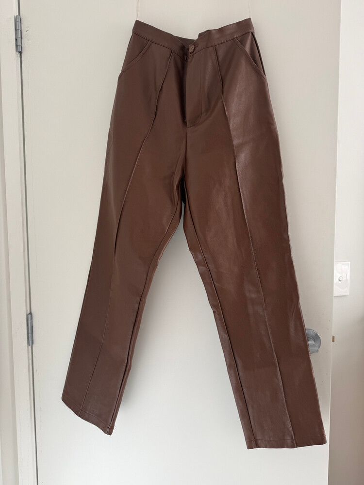 SNDYS The Label Brown Faux Leather Pants