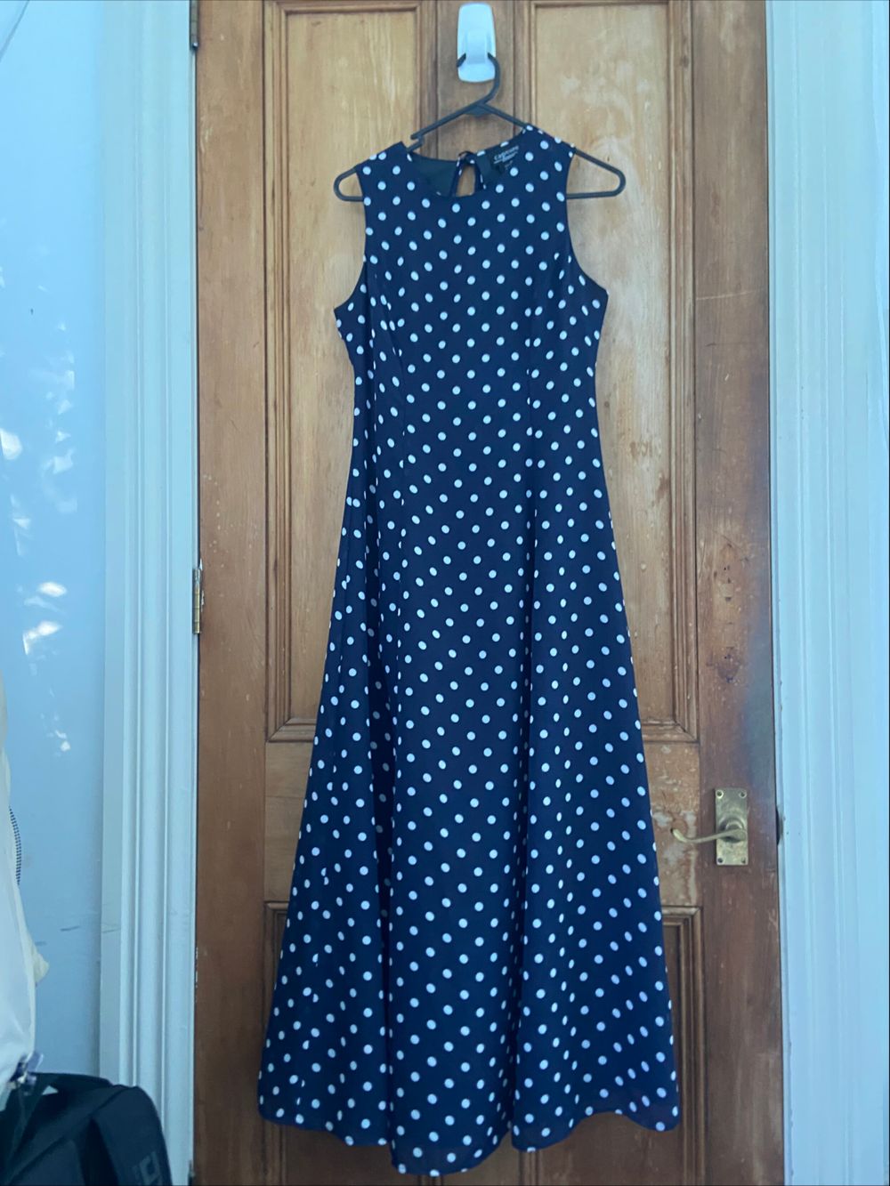Vintage Navy Polka Dot Midi Dress