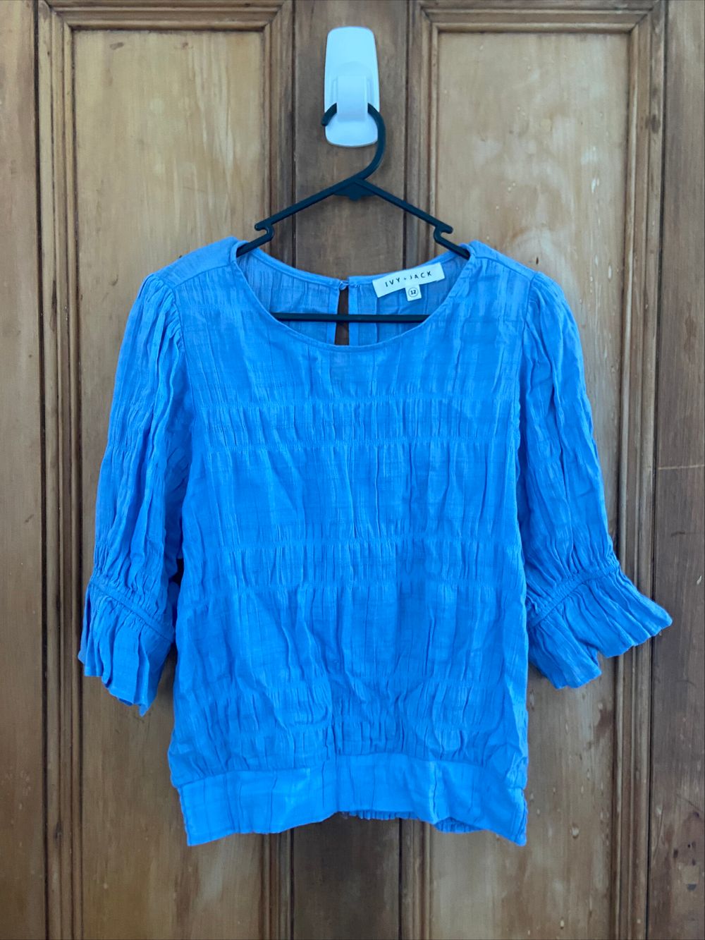 Ivy + Jack Blue Textured Blouse