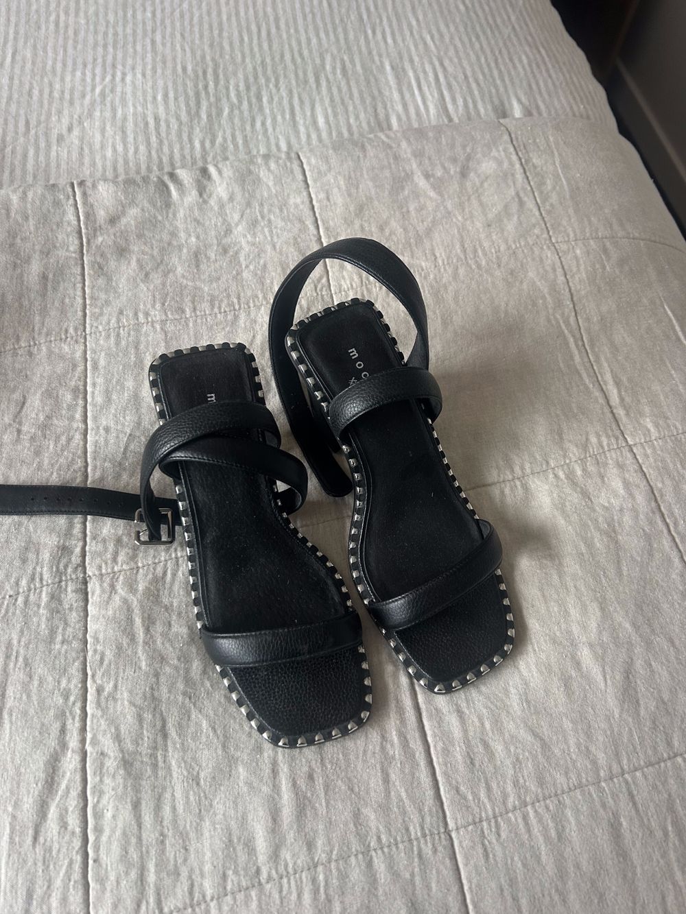 Moochi Black Leather Heels