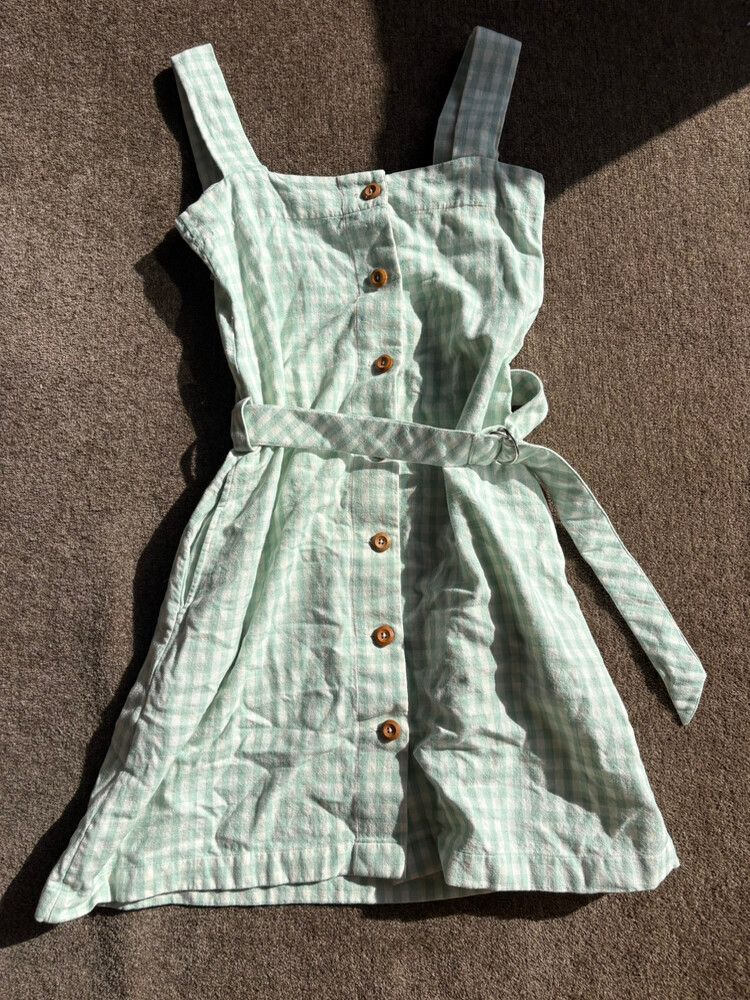 Ash White Blue Gingham Dress 100% Organic Cotton