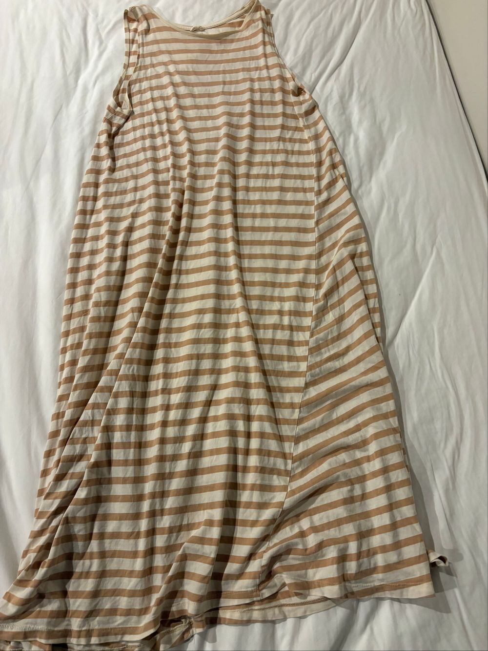 KOWTOW Beige and White Striped Maxi Dress Organic Cotton