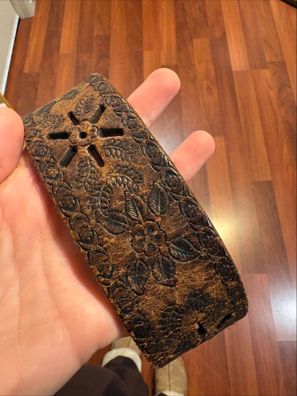Brown Tooled Leather Belt