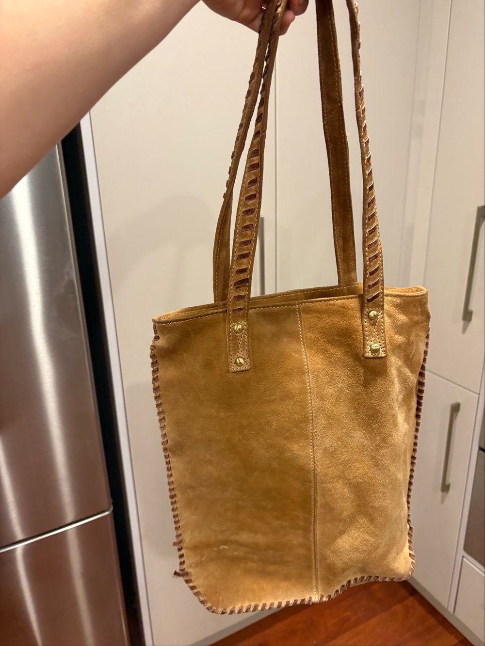 Handmade Brown Suede Hand Bag Trade Aid