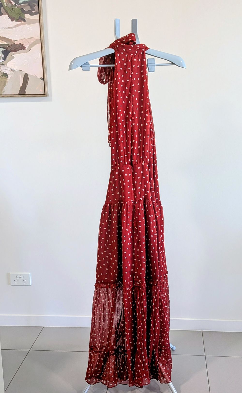Rixo Red Polka Dot Maxi Dress