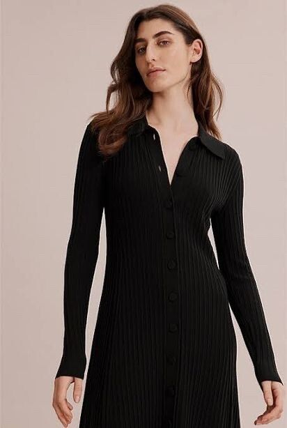 Black Knit Long Sleeve Dress