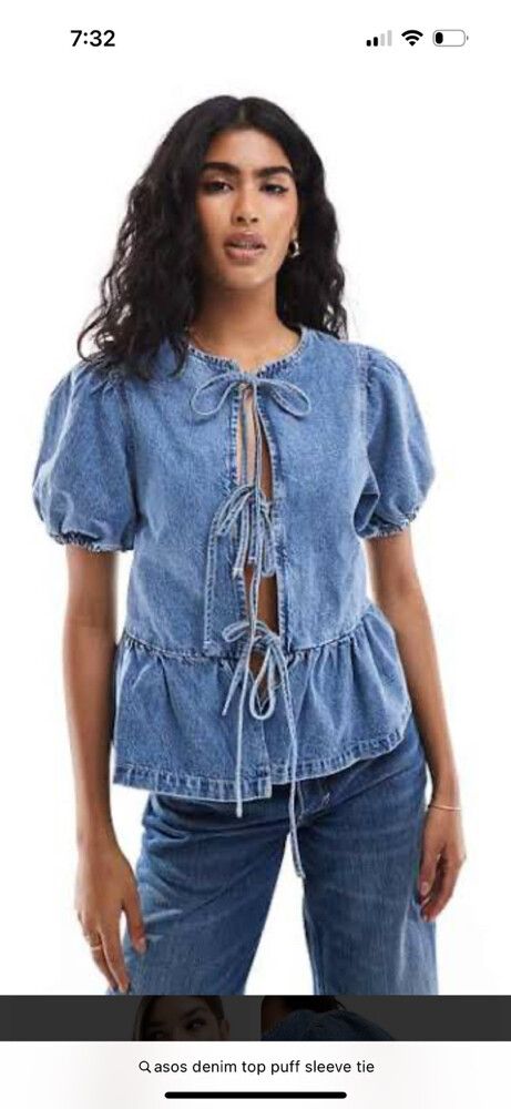 Denim Tie Top