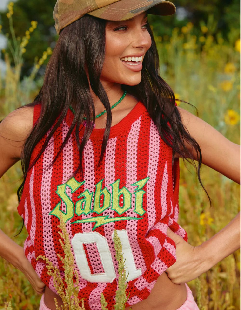 Sabbi Red and Pink Striped Knit Vest