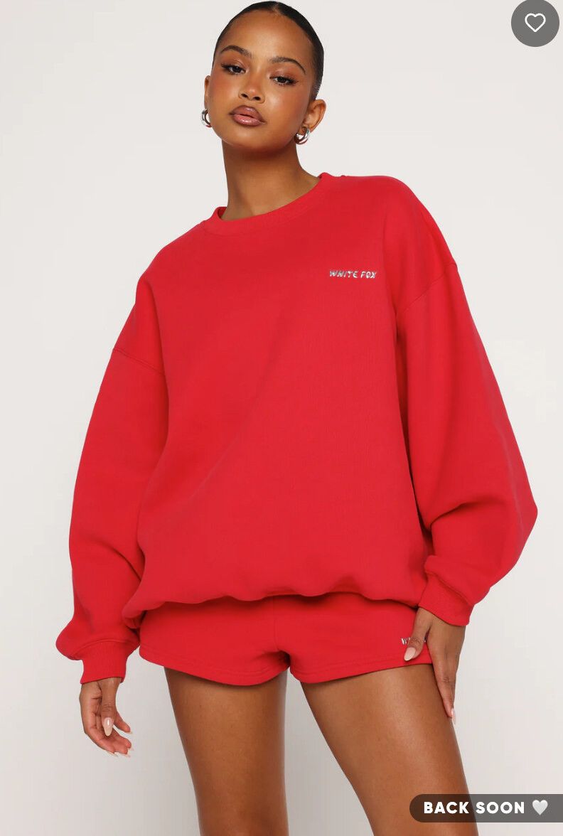 White Fox Red Oversized Jumper