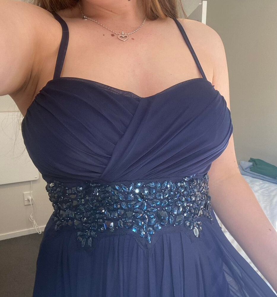 Bow Tie Pagani Nz Evening Dresses Shop Our Satin Bias Pleat Detail Gown In  Blue Heather