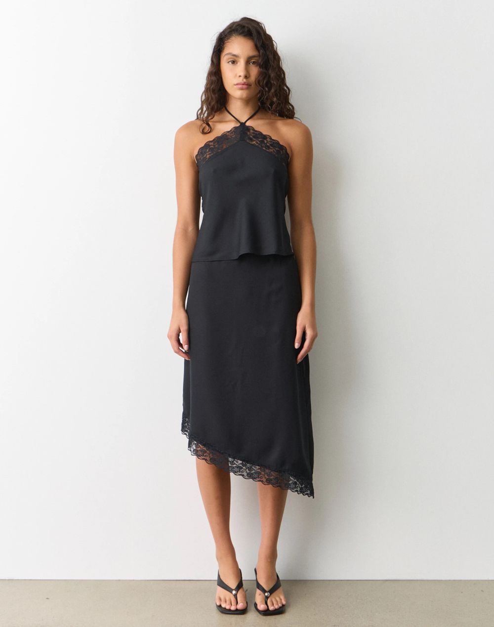 Black Lace Trim Skirt
