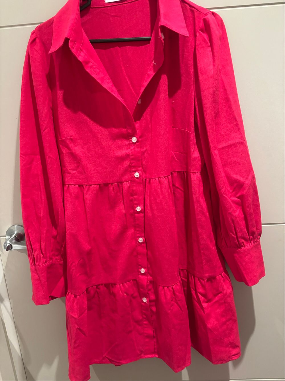 Pink Tiered Shirt Dress