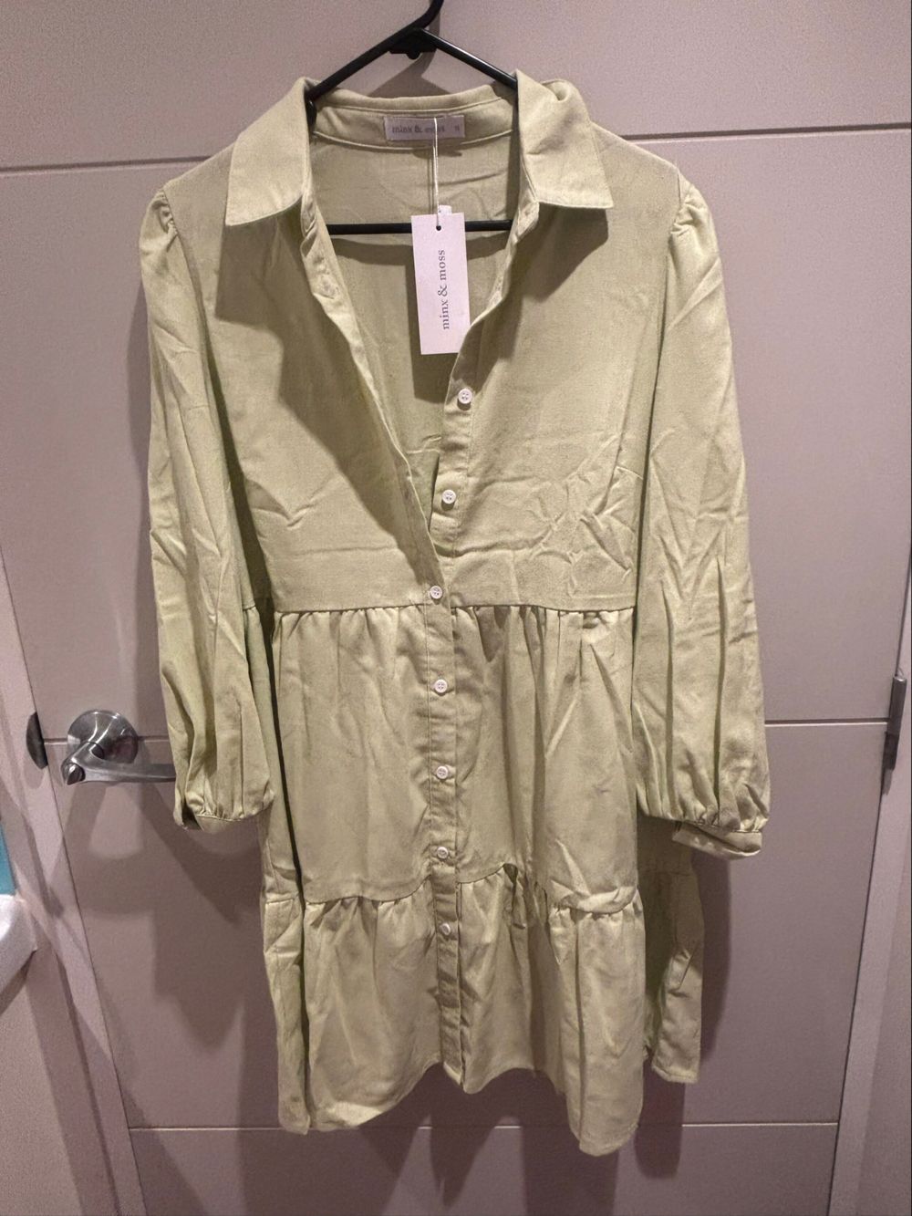 Minx & Moss Green Shirt Dress