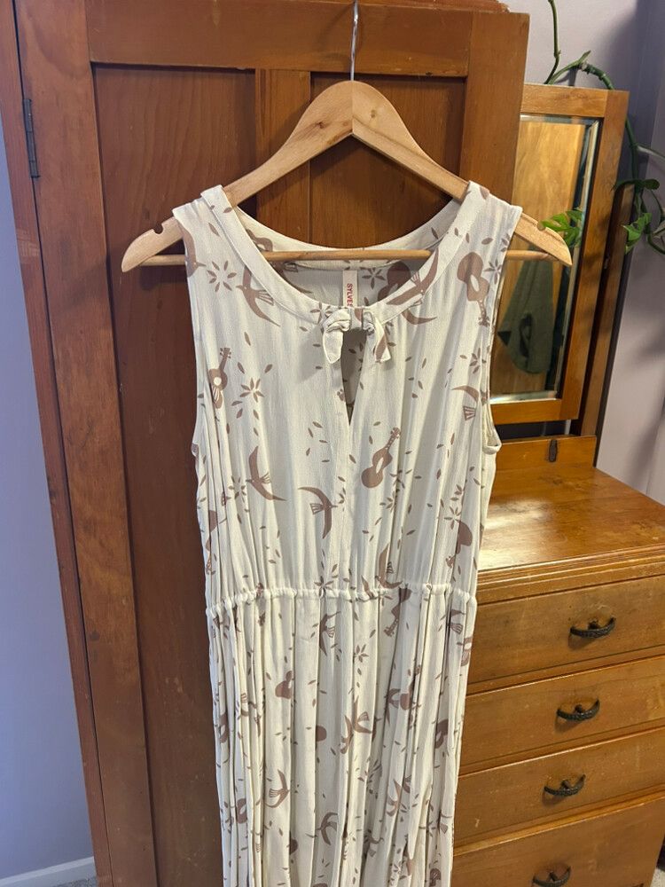 Sylvester Cream Brown Bird Dress