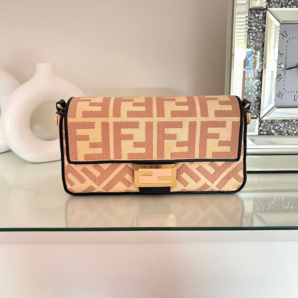 Pink Fendi Baguette Cloth Bag
