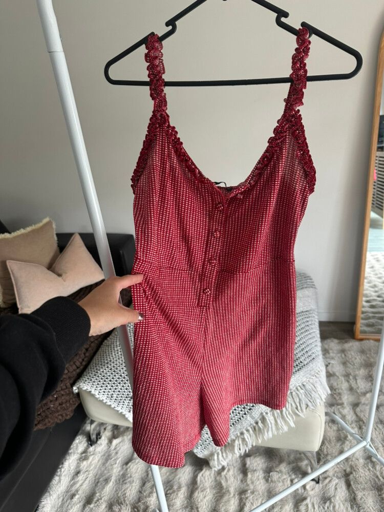 Zara Red and White Playsuit