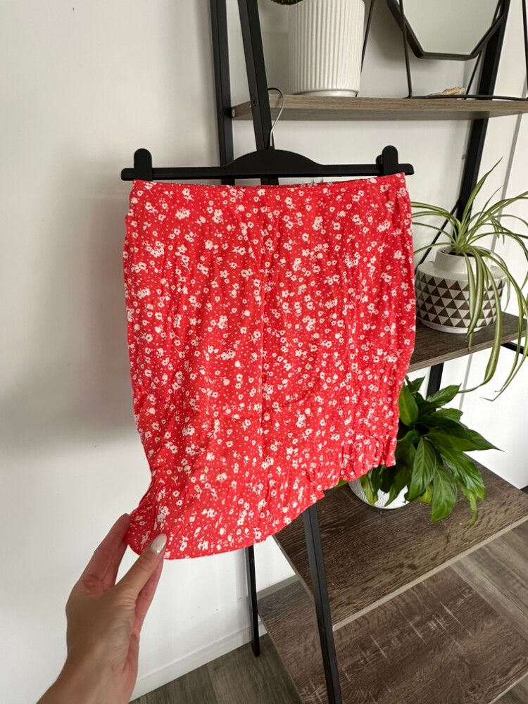 Red Floral Mini Skirt