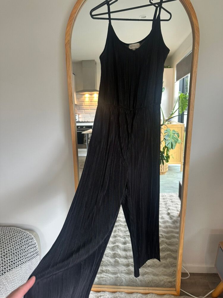 Plisse Black Playsuit