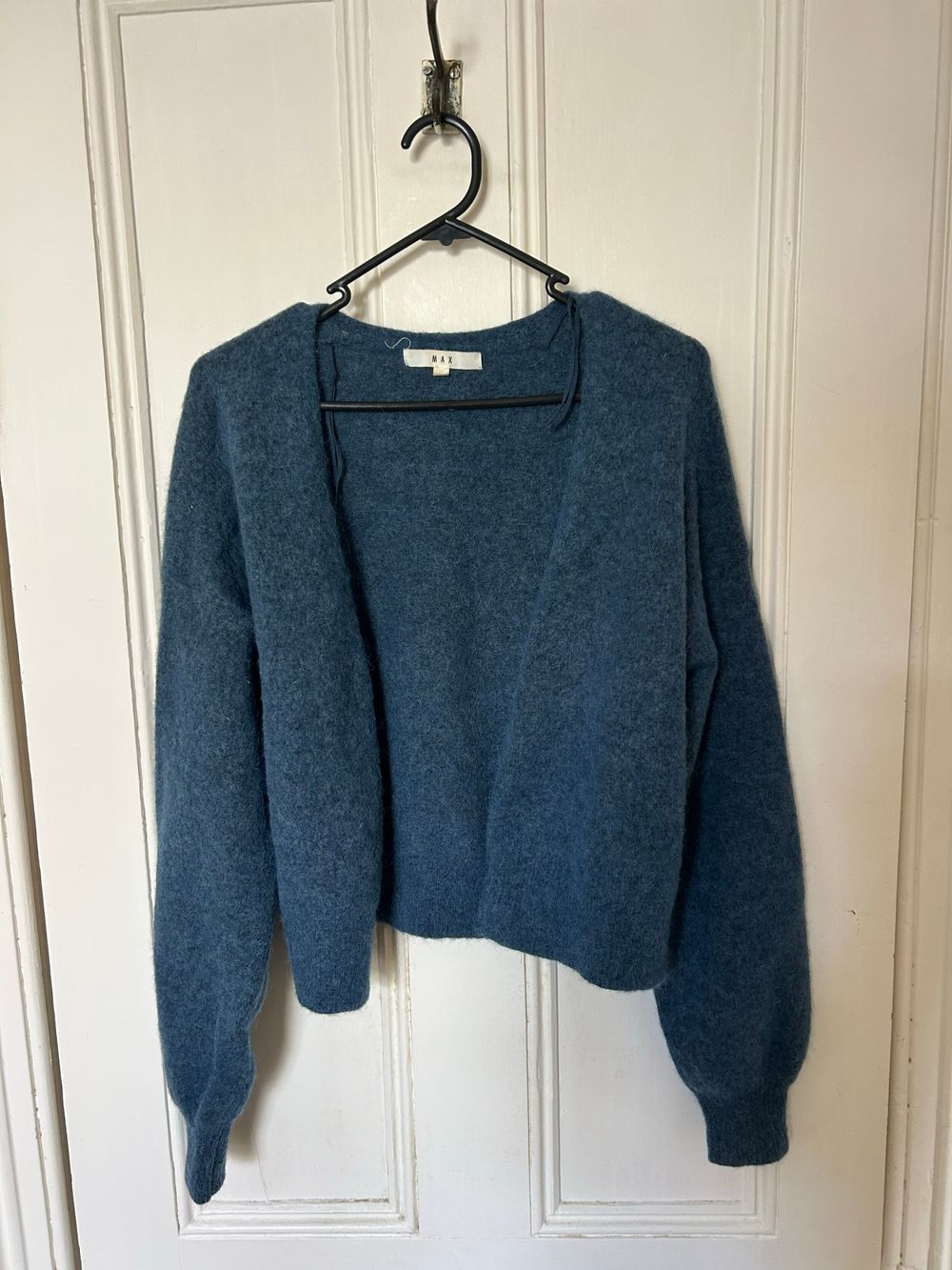 max blue cardigan