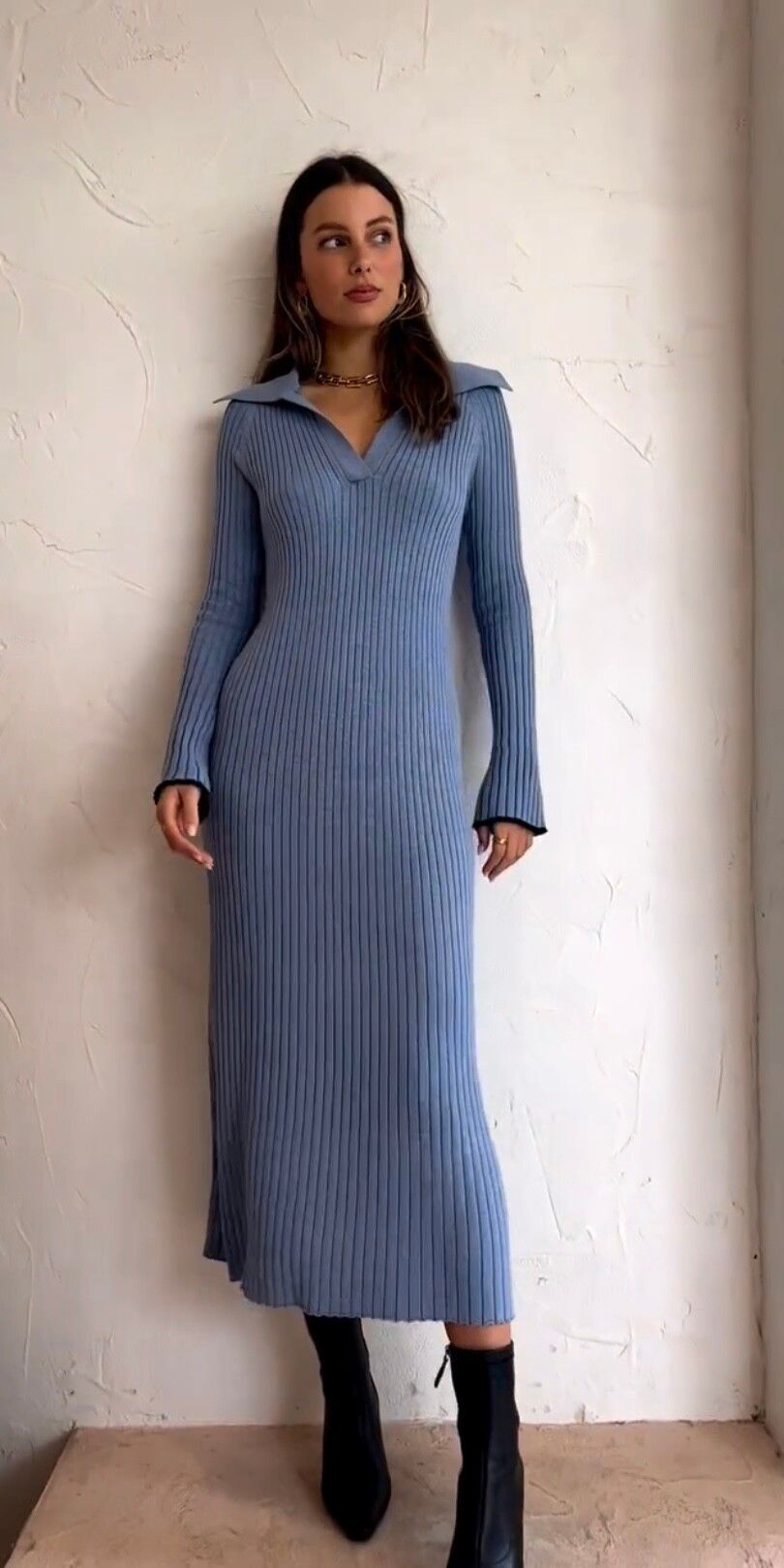 Friends with Frank The Arlo Dress in Blue Melange