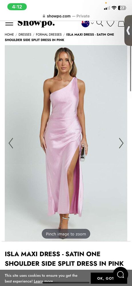 open lace back dress Mac Duggal Women's Pleated Metallic One Shoulder High Low Gown