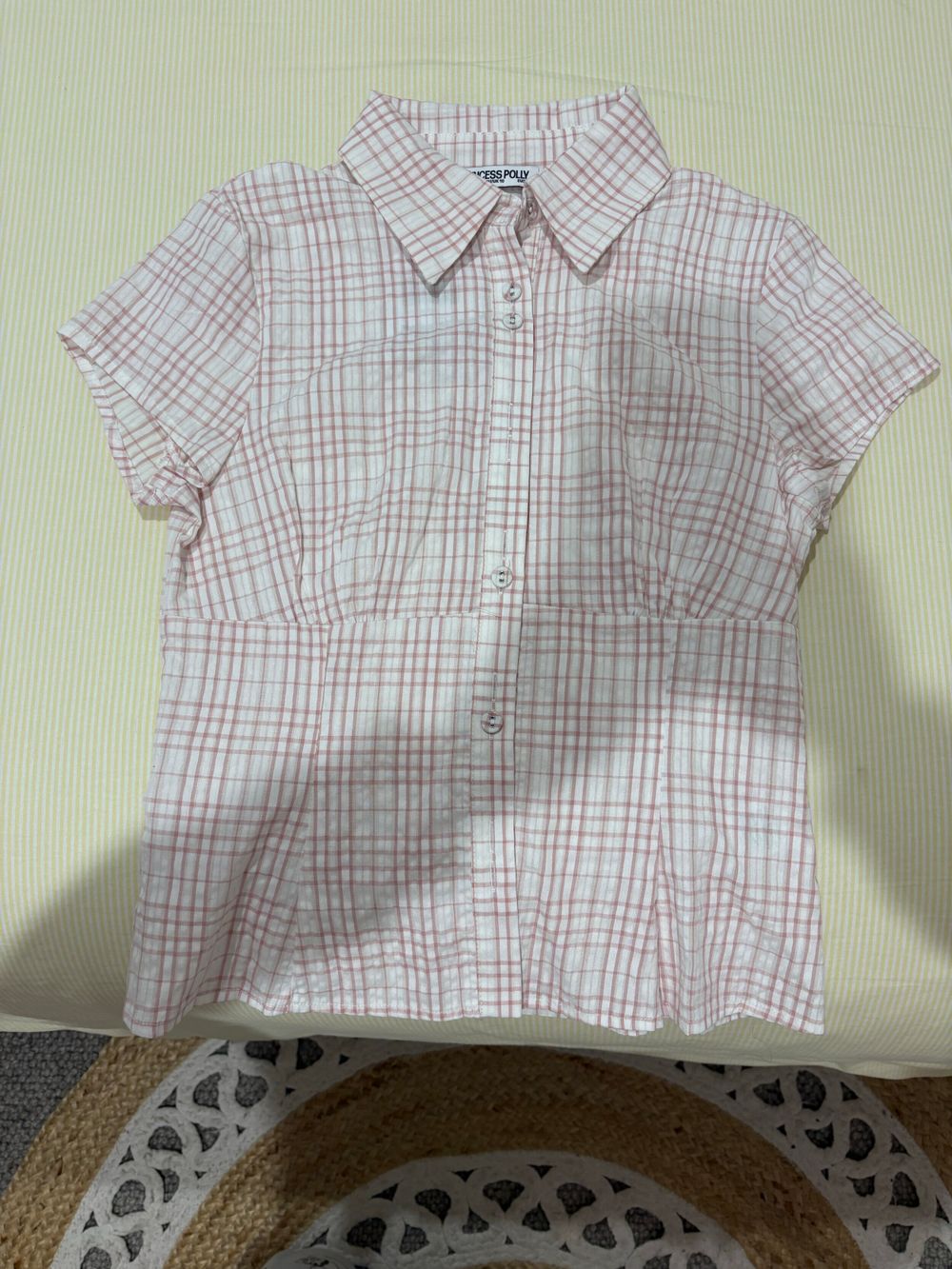 Pink check blouse top